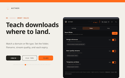 Aether — Download Manager for Chrome | HLS Video, Torrents & Debrid screenshot