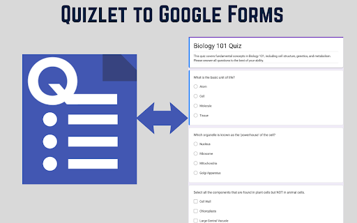 Quizlet to Google Forms Exporter screenshot