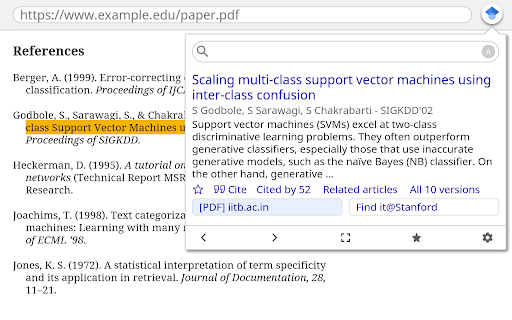 Google Scholar Button screenshot