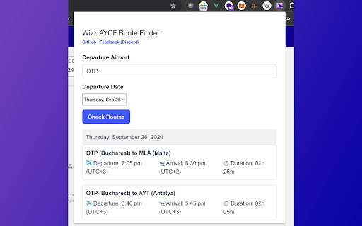 AYCF Route Finder screenshot