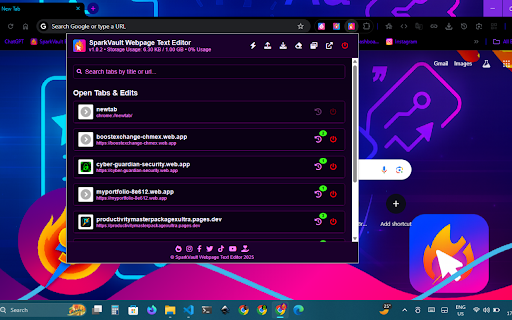 SparkVault Webpage Text Editor screenshot