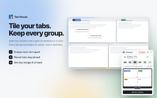 Split Screen & Tile Tabs — Multi-Monitor Grid Layouts | Tab Mosaic screenshot