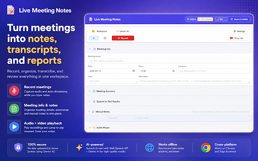 Live Meeting Notes screenshot