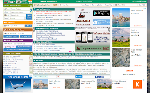 Indian Railways @etrain.info screenshot