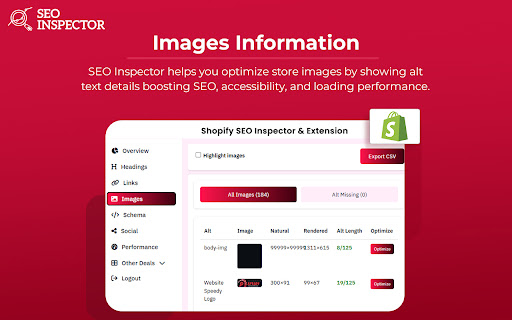 Shopify SEO Inspector & Extension screenshot