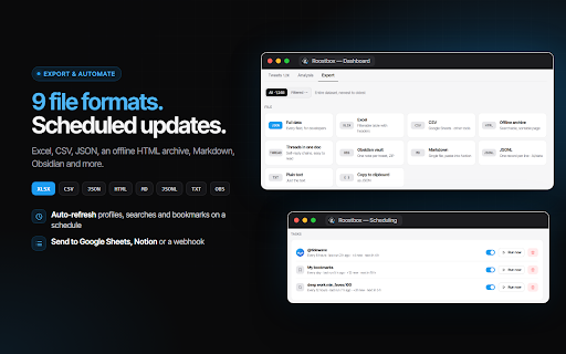 Roostbox - Twitter/X Exporter: Tweets, Followers, Bookmarks & Archive screenshot