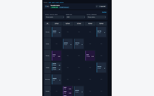 GUC Dynamic Schedule Matrix screenshot