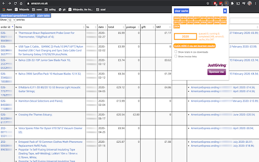 Amazon Order History Reporter screenshot