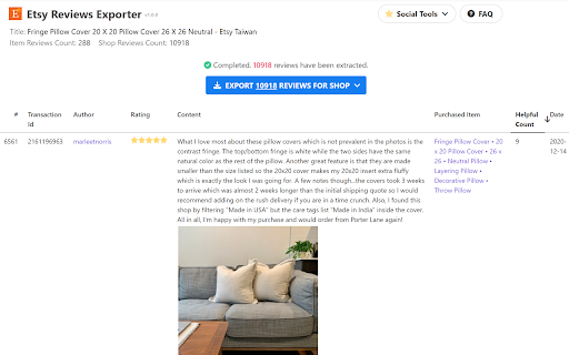 Etsy Reviews Exporter | Images screenshot