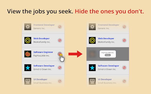 Hide n' Seek: Hide Promoted Jobs & Companies screenshot