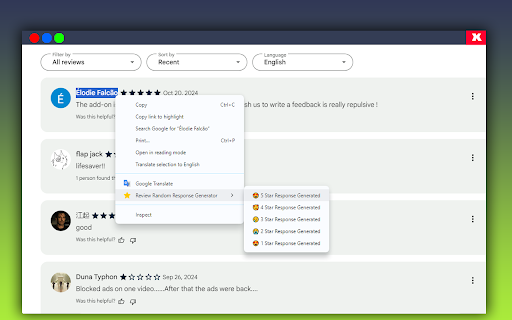 Review Random Response Generator screenshot