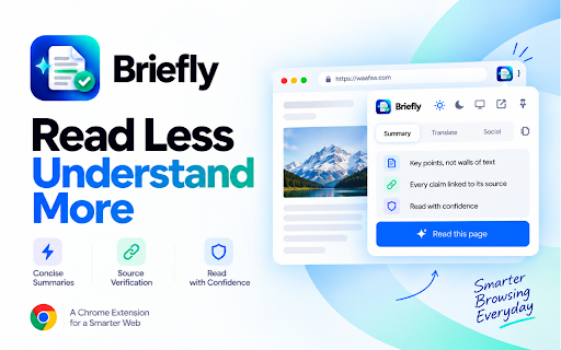 Briefly - AI Summaries Verified at the Source screenshot