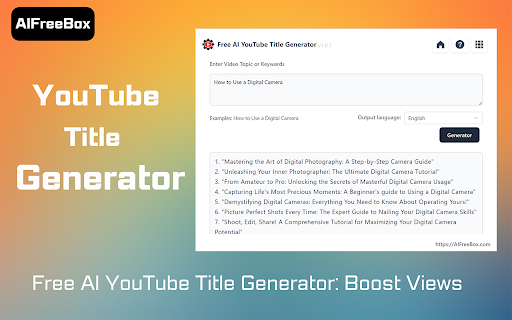Free AI Youtube Title Generator: AIFreeBox screenshot