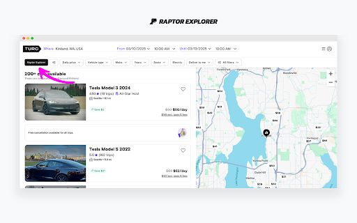 Raptor Explorer - Car Rental Analytics for Turo screenshot
