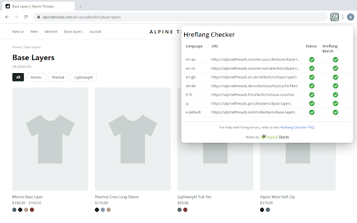Hreflang Checker screenshot