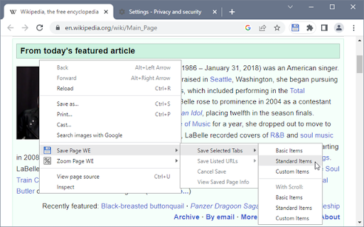 Save Page WE screenshot