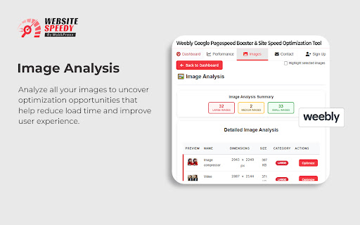 Weebly Google Pagespeed Booster & Site Speed Optimization Tool screenshot