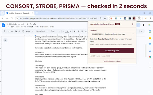 Methods Section Sanity Checker screenshot