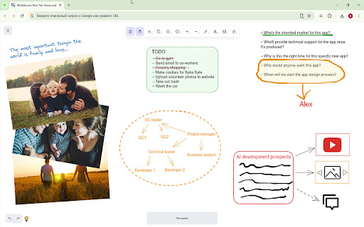 FocusBoard — New Tab Whiteboard screenshot