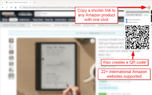 Amazon Product Link Shortener screenshot