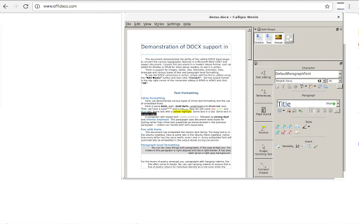 Calligra online - office, graphics & email screenshot
