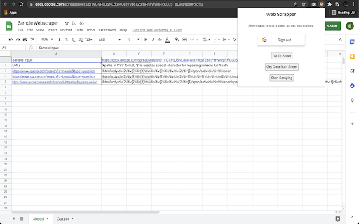 Web Scraper screenshot