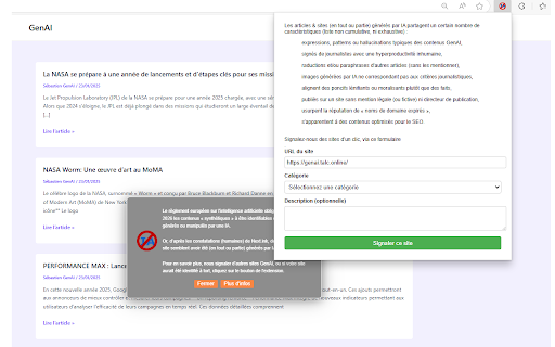 Alerte sur les sites GenAI, par Next.ink screenshot