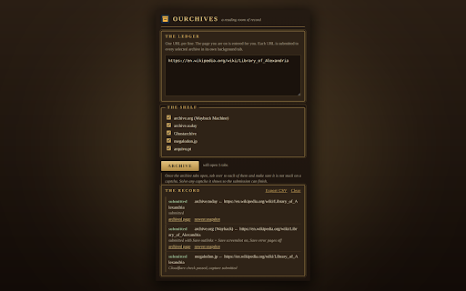 Ourchives screenshot