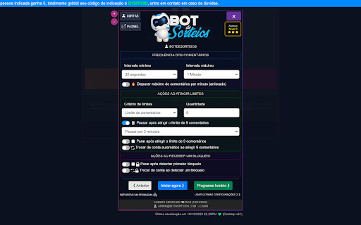 Robô de Comentários - Bot de Sorteios screenshot