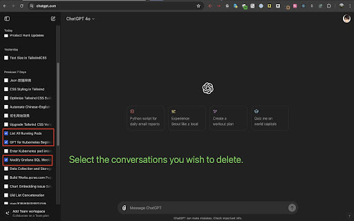 ChatGPT Bulk Delete screenshot