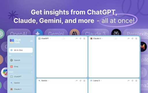 ChatHub - ChatGPT, Gemini, Claude side by side screenshot