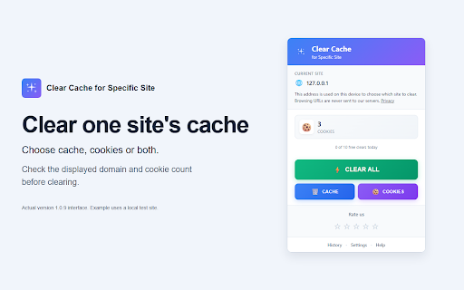 Clear Cache for Specific Site screenshot