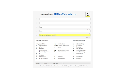 Mouseless Stack-Calculator Ext screenshot