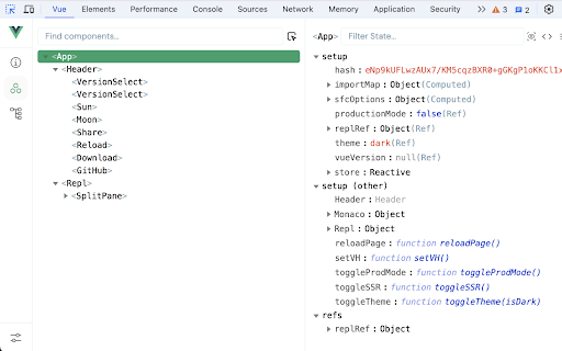 Vue.js devtools (beta) screenshot