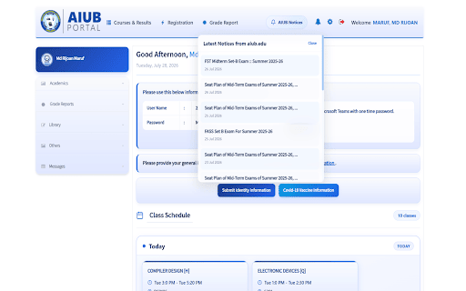 AIUB Portal+ screenshot