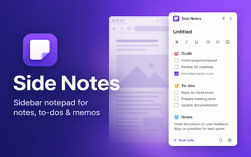 Side Notes: Sidebar Notepad, To-Do List & Quick Memo screenshot
