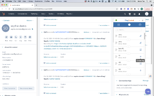 RingCentral for HubSpot screenshot