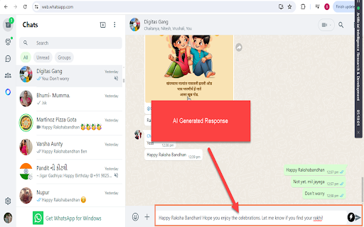 ChatGPT AI for WhatsApp messages by MailMagic screenshot