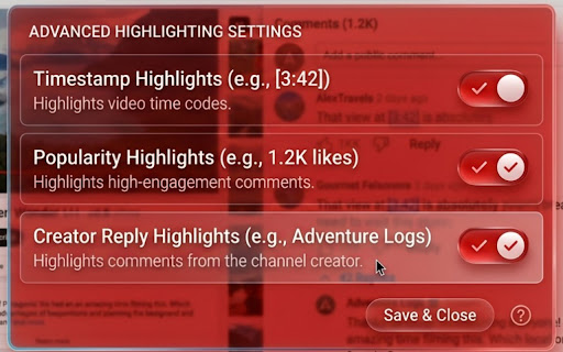 YouTube Comment Highlighter screenshot