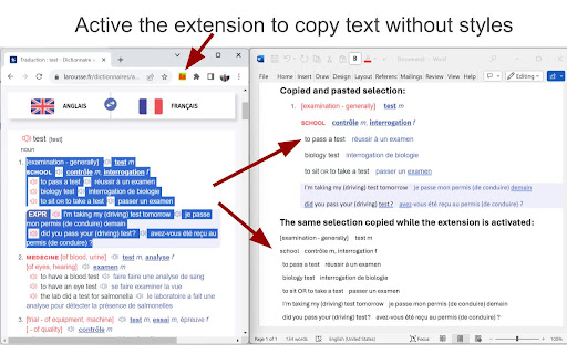 Copy text without styles screenshot