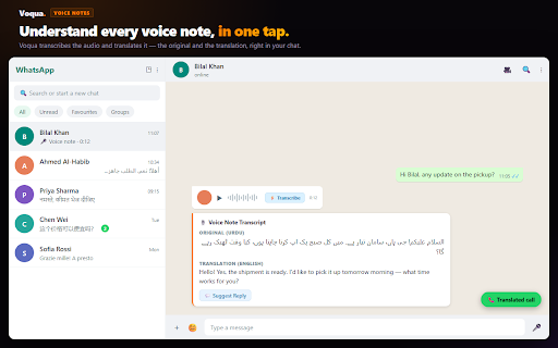 Voqua — WhatsApp Translator, Voice & Calls screenshot