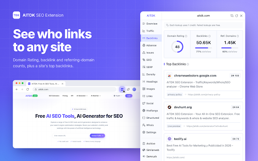 AITDK SEO Extension - Traffic/Keywords/Whois/SEO analyzer screenshot