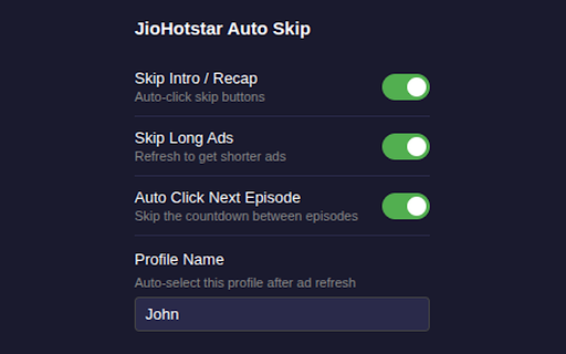 JioHotstar Auto Skip screenshot