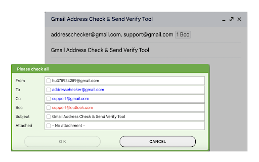 Gmail Address Check & Send Verify Tool screenshot
