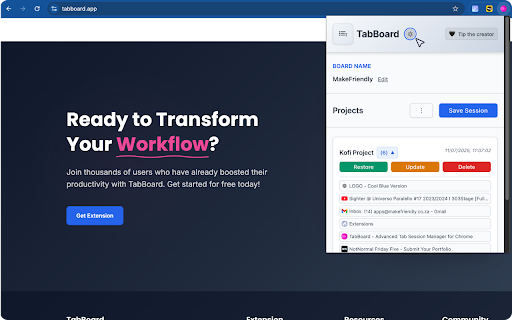 TabBoard screenshot