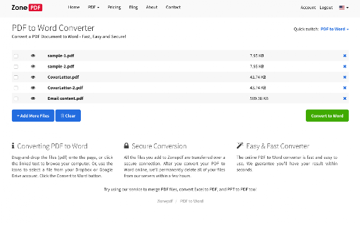 PDF to Word screenshot