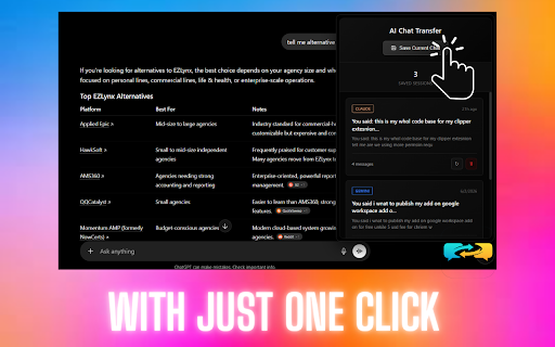 AI Chat Transfer – Export, Import, Continue Conversations Across All AI screenshot