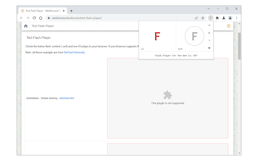 Flash Player for the Web screenshot