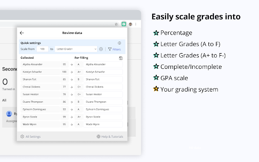 Grading Assistant: Grade transferer tool screenshot
