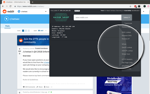IP, DNS & Security Tools | HackerTarget.com screenshot